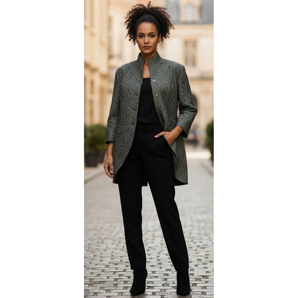 Charlotte Neuville Brocade Wool Rayon Blazer‎ Jacket Designer Women's Size 8 US